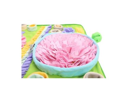 Image showing  Double-Bowl Dog Snuffle Mat with Treat Ball and Squeakers