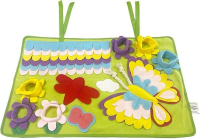 Piggy Poo and Crew Butterfly Snuffle Mat with Paper Crinkle Squeakers for Dogs
