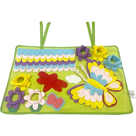 Piggy Poo and Crew Butterfly Snuffle Mat with Paper Crinkle Squeakers for Dogs