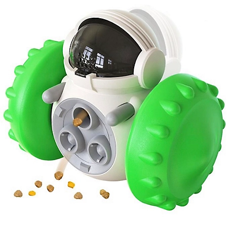 Piggy Poo and Crew Robot Treat Dispensing Push Dog Toy, Requires No Batteries, Green