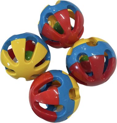 Piggy Poo and Crew Rattle Balls Dog Toys, 4-Pack