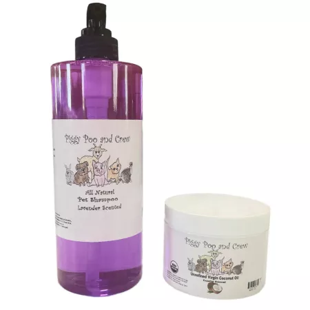 Piggy Poo and Crew USDA Pet Shampoo Set with Unrefined Organic Virgin Coconut Oil and All-Natural Lavender Lavender/Cherry Scent Dog Shampoos & Conditioners