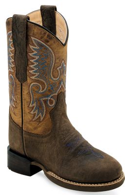 Old West Boys' Broad Round Toe Boots, 1-Pair, BRC2011