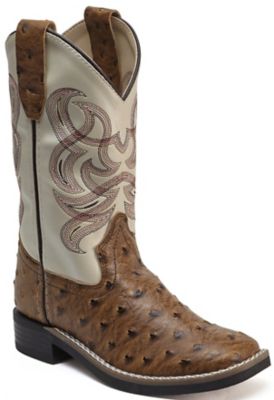 Image showing 0 th Old West Unisex Kids All-Over Leatherette Material Broad Square Toe Boots, VB9177