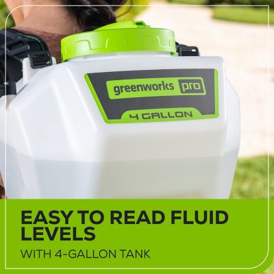 Image showing 6 th Greenworks 4 gal. 60V Cordless Backpack Sprayer with Battery and Charger