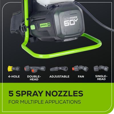 Image showing 7 th Greenworks 4 gal. 60V Cordless Backpack Sprayer with Battery and Charger