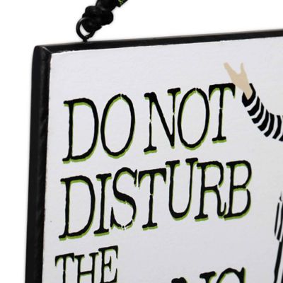 Image showing  Beetlejuice It's Showtime and Don't Disturb the Living Double-Sided Hanging Wood Wall Decor, 8 in. x 6 in.