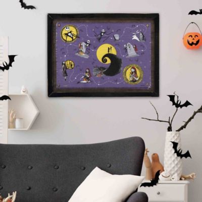 Image showing  The Nightmare Before Christmas Halloween Town Map Framed Canvas Wall Decor, 16 in. x 12 in.