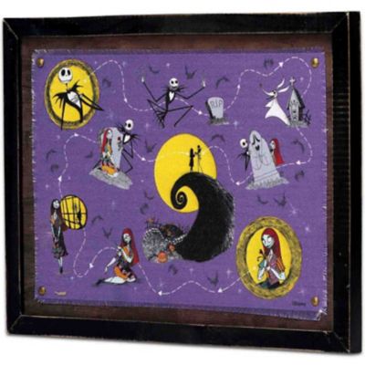 Image showing  The Nightmare Before Christmas Halloween Town Map Framed Canvas Wall Decor, 16 in. x 12 in.