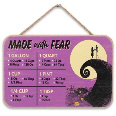 Open Road Brands The Nightmare Before Christmas Made with Fear Kitchen Measurements Hanging Wood Decor