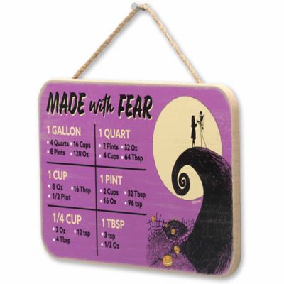 Image showing  The Nightmare Before Christmas Made with Fear Kitchen Measurements Hanging Wood Decor