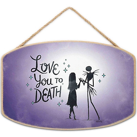 Open Road Brands The Nightmare Before Christmas Love You to Death Jack & Sally Hanging Wood Wall Decor