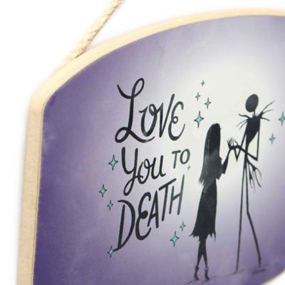 Image showing  The Nightmare Before Christmas Love You to Death Jack & Sally Hanging Wood Wall Decor