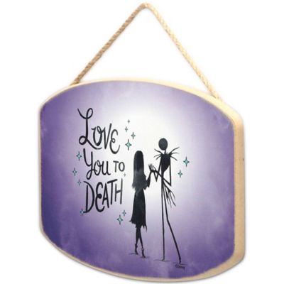 Image showing  The Nightmare Before Christmas Love You to Death Jack & Sally Hanging Wood Wall Decor