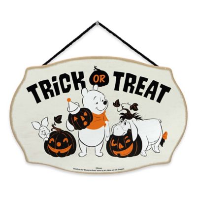 Open Road Brands Winnie the Pooh Trick or Treat Hanging Wood Wall Decor, 11.25 in. x 7.5 in.