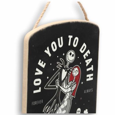 Image showing 3 th Open Road Brands The Nightmare Before Christmas Love You to Death Hearts & Skulls Hanging Wood Wall Decor
