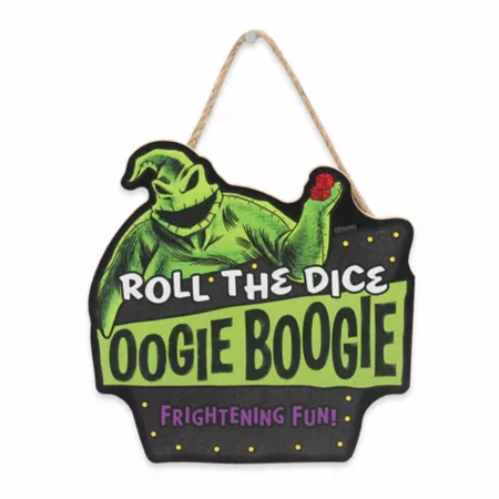 Open Road Brands Nightmare Before Christmas Roll the Dice Oogie Boogie Wooden Hanging Wall Decor Halloween Wall Decor