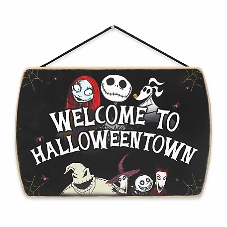 Open Road Brands The Nightmare Before Christmas Welcome to Halloween Town Hanging Wood Wall Decor