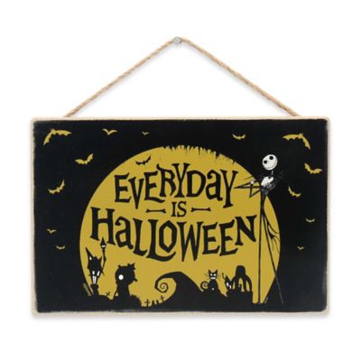Open Road Brands The Nightmare Before Christmas Everyday Is Halloween Hanging Wood Wall Decor, 8.25 in. x 5.5 in.