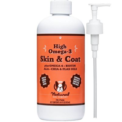Natural Dog Company Skin and Coat Oil Liquid Food Supplement for Dogs, 16 oz.