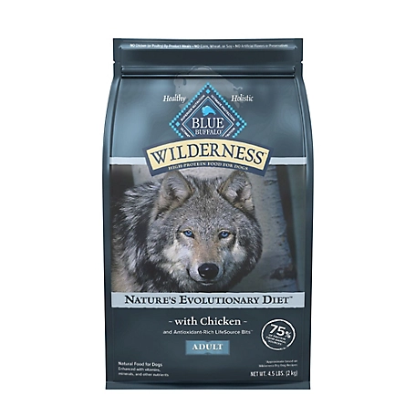 Blue Buffalo Wilderness High Protein Natural Adult Dry Dog Food plus Wholesome Grains, Chicken 4.5 lb. bag