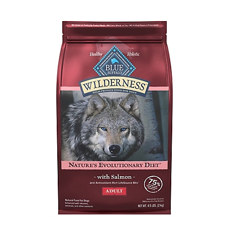 Blue Buffalo Wilderness Natural High-Protein Dry Food for Adult Dogs, Salmon Recipe, 4.5 lb. Bag