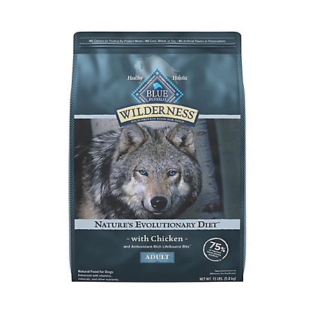 Blue Buffalo Wilderness High Protein Natural Adult Chicken and Wholesome Grains Recipe Dry Dog Food, 13 lb. Bag