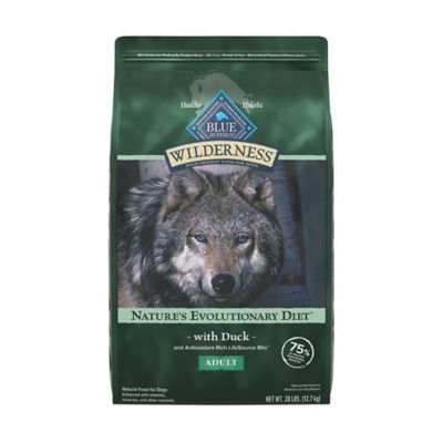 Blue Buffalo Wilderness High Protein Natural Adult Dry Dog Food plus Wholesome Grains, Duck 28 lb. bag Has ancient grains
