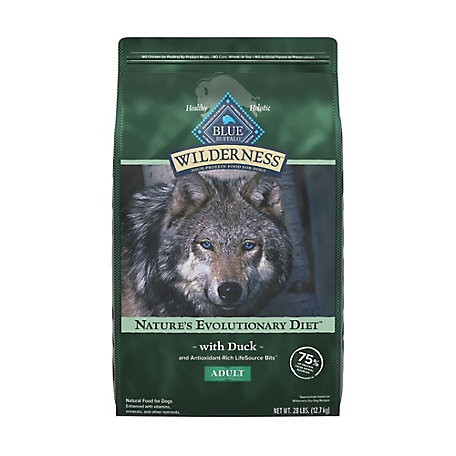 Blue Buffalo Wilderness High Protein Natural Adult Duck and Wholesome Grains Recipe Dry Dog Food, 28 lb. Bag