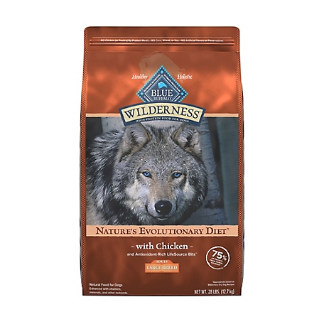 Blue Buffalo Wilderness High Protein Natural Large Breed Adult Chicken and Wholesome Grains Recipe Dry Dog Food, 28 lb. Bag