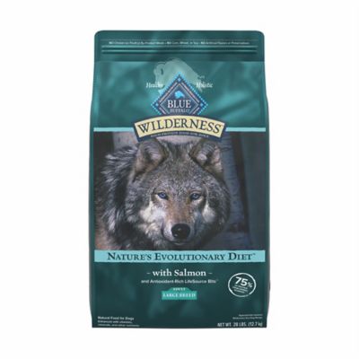 Blue Buffalo Wilderness High Protein Natural Large Breed Adult Dry Dog Food plus Wholesome Grains, Salmon 28 lb. bag It then got me thinking - man why don’t all dog foods smell like what they have in them? This dog food has traditional food with little balls of what I presume is salmon in it
