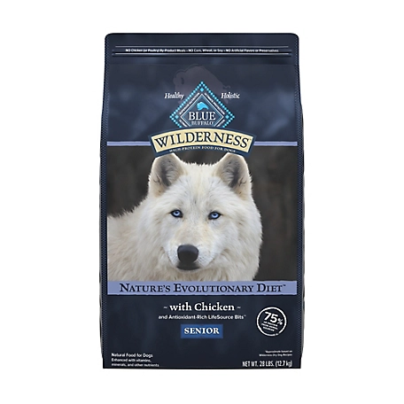 Blue Buffalo Wilderness High Protein Natural Senior Chicken and Wholesome Grains Recipe Dry Dog Food, 28 lb. Bag