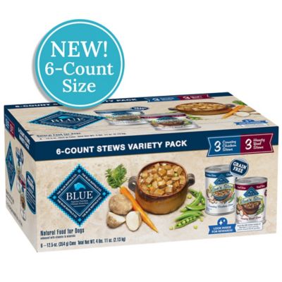 Blue Buffalo Blue's Stew Chicken & Beef In Gravy Adult Wet Dog Food Variety pk., Grain-Free, 12.5 oz. Cans (6 Pack)