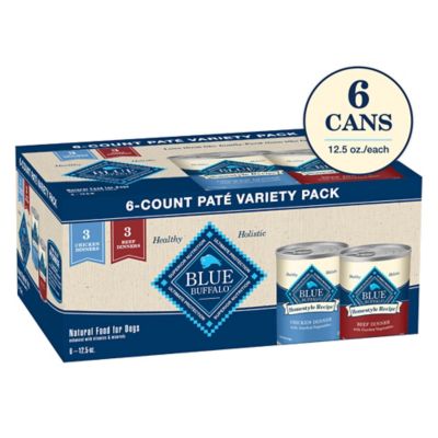 Blue Buffalo Homestyle Recipe Chicken & Beef Pate Adult Wet Dog Food Variety pk., Whole Grain, 12.5 oz. Cans (6 Pack) My puppy loves blue Buffalo