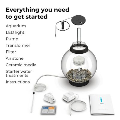 Image showing  Classic 15 Round Aquarium with Standard Light, 4 gal., Black