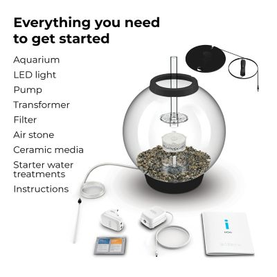 Image showing  Classic 30 Round Aquarium with Standard Light, 8 gal., Black