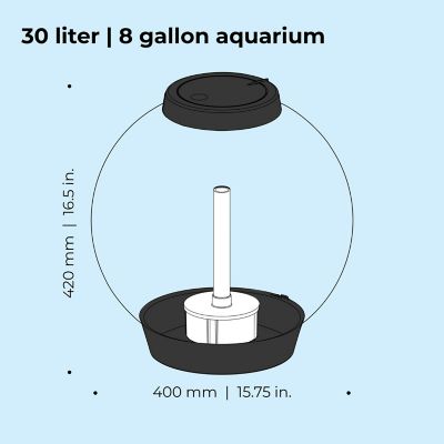 Image showing  Classic 30 Round Aquarium with Standard Light, 8 gal., Black