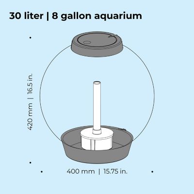 Image showing  Classic 30 Round Aquarium with Standard Light, 8 gal., Silver