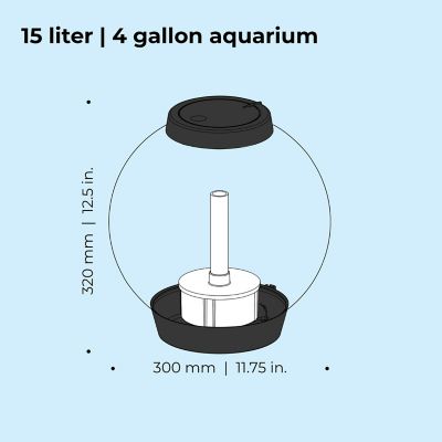 Image showing  Classic 15 Round Aquarium with Multicolor Light, 4 gal., Black
