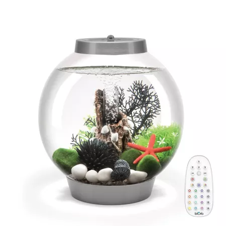 biOrb Classic 15 Aquarium with Multicolor Light 4 gal Silver Aquariums