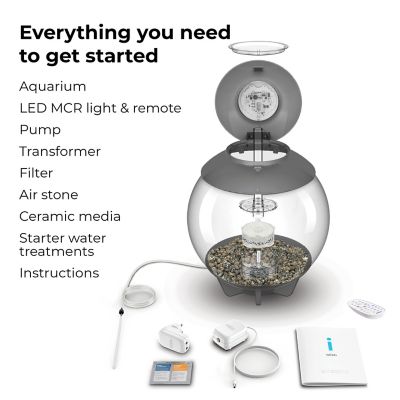 Image showing  Halo 30 Round Aquarium with Multicolor Light, 8 gal., Grey