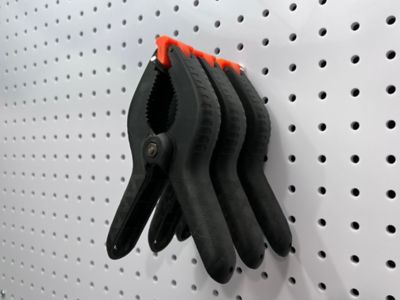 Image showing  4 in. Single Rod 30 Degree Bend Stainless Steel Pegboard Hook for 1/8 in. and 1/4 in. Pegboard, 3 Pack
