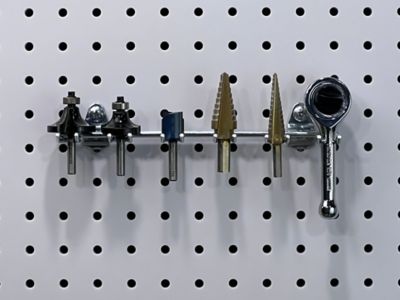 Image showing 5 th Triton Products 8-1/8 in. W Stainless Steel Multi-Prong Tool Holder for 1/8 in. and 1/4 in. Pegboard, 1 Pack