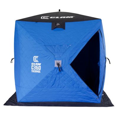 CLAM C-360 3 Person Pop Up Ice Fishing Thermal Hub Shelter, 14475
