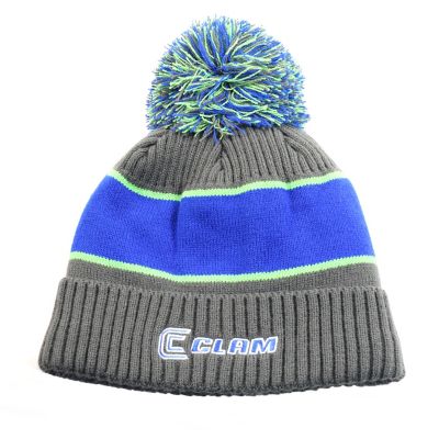 CLAM Unisex Acrylic Hat with Pom, Blue/Chart