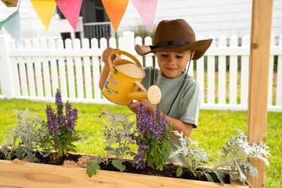 Image showing 8 th Funphix Dig N' Play Wooden Sandbox Playhouse with Bench & Flower Planter, Outdoor Sand Pit for Kids