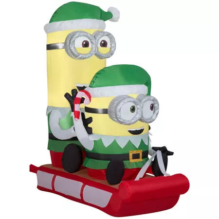 Gemmy Airblown Minions on Sled Garden Art & Statues