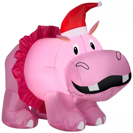 Gemmy Airblown Hippo with pink tutu G-118615 Garden Art & Statues