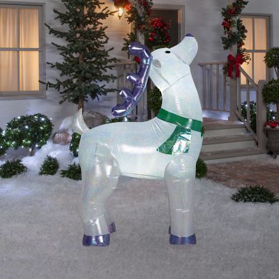 Image showing  6 ft. Outdoor Mixed Media Silver Iridescent Reindeer Buck Inflatable Christmas Decoration
