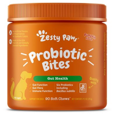 Zesty Paws Probiotic Bites Supplements for Dogs, Pumpkin Flavor, 90 ct.